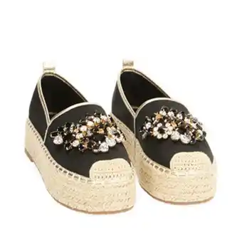 Espadrillas platform nere in raso, suola 4,5 cm