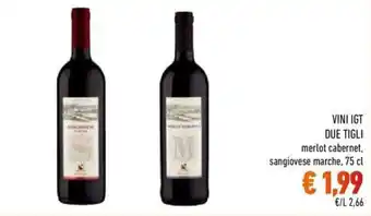 Conad Due Tigli Vini IGT merlot cabernet, sangiovese marche 75 cl offerta