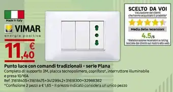 Punto luce con comandi tradizionali - serie Plana