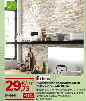 Leroy Merlin Artens Rivestimento decorativo Meru multicolore - 40x10 cm offerta