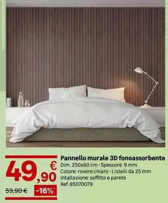 Pannello murale 3D fonoassorbente