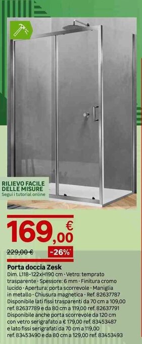 Leroy Merlin Porta doccia Zesk offerta