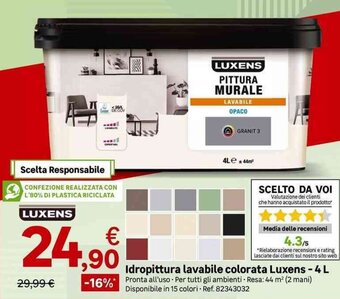 Leroy Merlin Luxens Idropittura lavabile colorata 4 L offerta