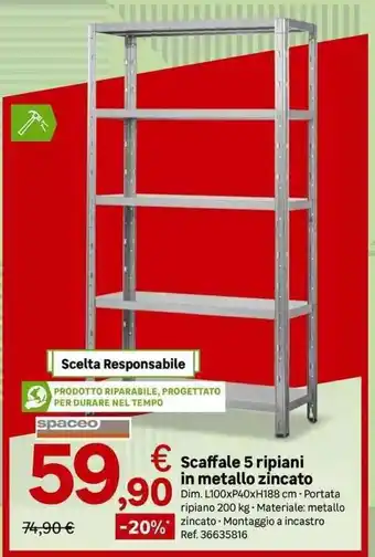 Leroy Merlin Scaffale 5 ripiani in metallo zincato offerta