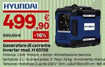Hyundai Generatore di corrente inverter mod. H 65156