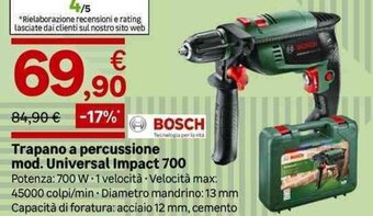 Leroy Merlin Bosch Trapano a percussione mod. Universal Impact 700 offerta