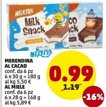 PENNY Milkeria Merendina Al Cacao offerta