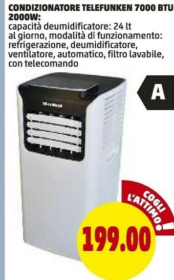 PENNY Telefunken Condizionatore 7000 Btu 2000w offerta