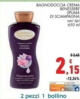Conad Superstore Spuma di Sciampagna Bagnodoccia Crema Benessere offerta