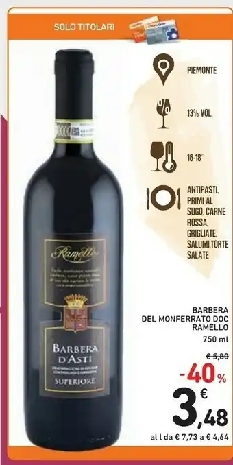 Conad Ramello Barbera Del Monferrato Doc offerta