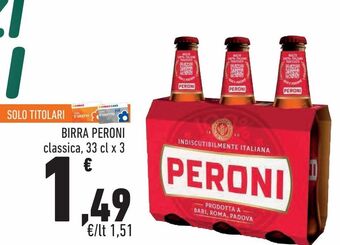 Conad City Birra peroni classica 33 cl x 3 offerta
