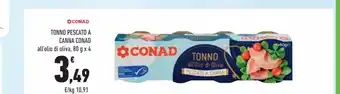 Conad City Tonno pescato a canna conad all'olio di oliva 80g x4 offerta