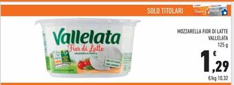 Conad City Mozzarella fior di latte vallelata 125 g offerta