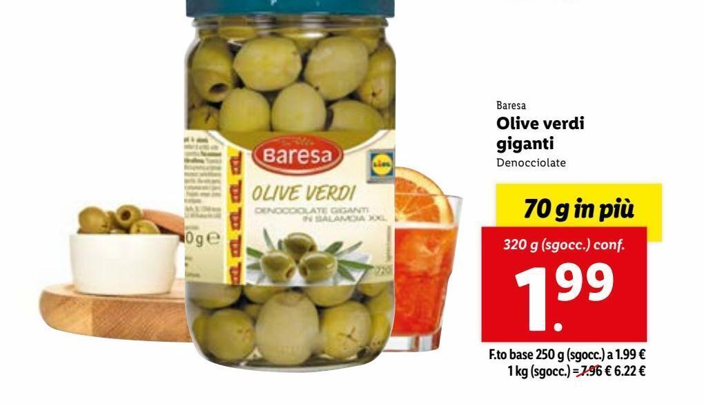 Olive verdi giganti offerta di Lidl