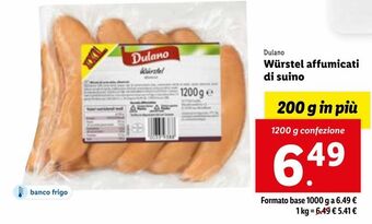 Lidl Wurstel affumicati di suino offerta
