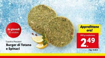 Lidl Burger di totano e spinaci offerta