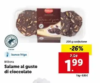 Lidl Salame al gusto di cioccolato offerta