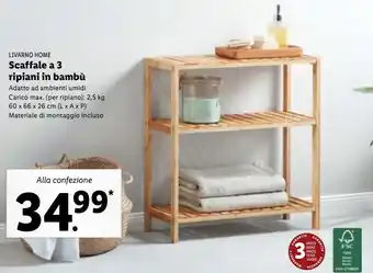 Lidl Scaffale a 3 ripiani in bambù offerta