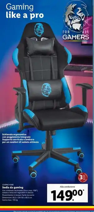 Lidl Sedia da gaming offerta