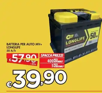 Bennet Batteria auto mv+ longlift 50 a / h offerta