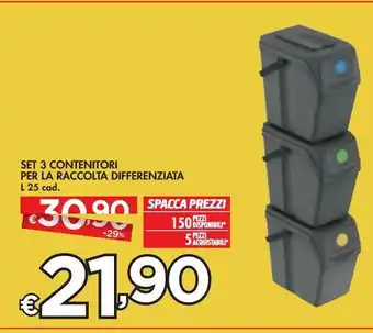 Bennet Set 3 contenitori per la raccolta differenziata offerta
