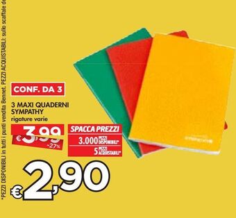 Bennet 3 maxi quaderni sympathy offerta