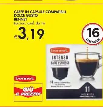 Bennet Caffè in capsule compatibili dolce gusto bennet offerta