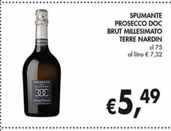Supermercato Coal Spumante prosecco doc brut millesimato terre nardin cl 75 offerta