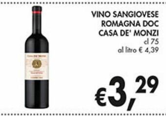Supermercato Coal Vino sangiovese romagna doc casa de' monzi offerta