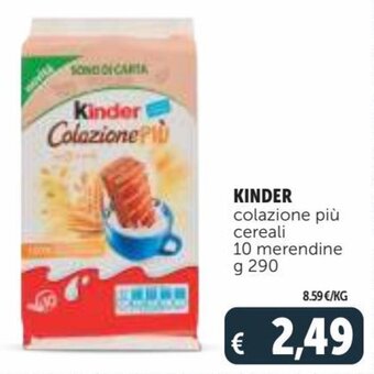 Deco Supermercati Kinder Colazione Più cereali 10 merendine g 290 offerta