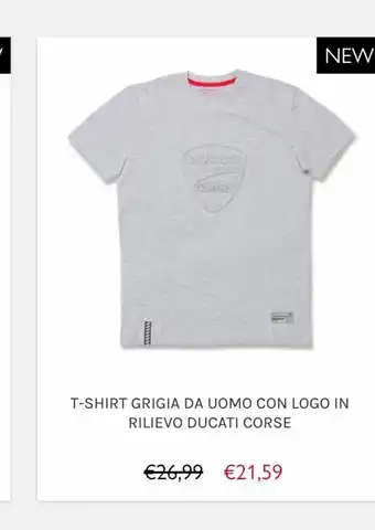 T-shirt grigia da uomo con logo in rilievo ducati corse