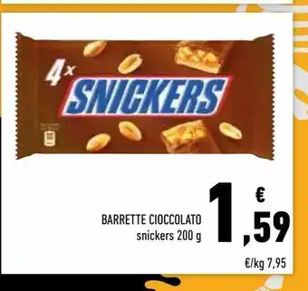 Barrette cioccolato snickers 200 g
