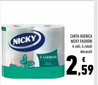 Conad Superstore Carta igienica nicky fashion 4 veli 4 rotoli decorati offerta