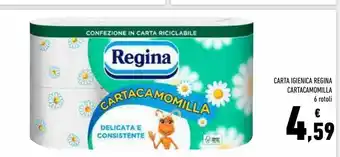Conad Superstore Carta igienica regina cartacamomilla 6 rotoli offerta