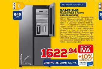 Euronics Samsung frigorifero 3 porte 645 litri offerta