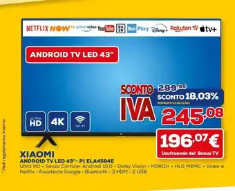 Euronics Android tv  led 43'' xiaomi offerta