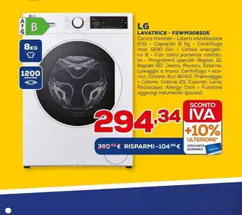 Euronics Lavatrice lg 8kg offerta