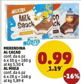 PENNY Milkeria Merendina Al Cacao offerta