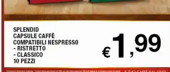 Splendid Capsule Caffè Compatibili Nespresso Ristretto Classico 10 pezzi