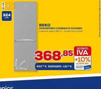 Euronics Frigorifero combinato beko 324 litri offerta