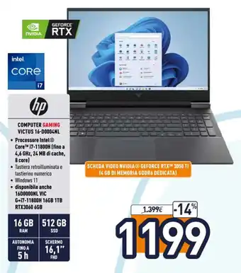 Unieuro HP Computer Gaming Victus 16-D0004NL offerta