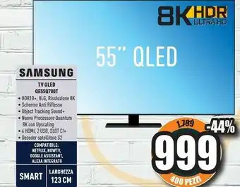 Unieuro Samsung Series 7 QE55Q700TAT 139,7 Cm (55") 8K Ultra HD Smart TV Wi-Fi Nero offerta