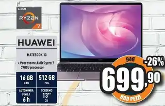 Unieuro Huawei Matebook 13 offerta