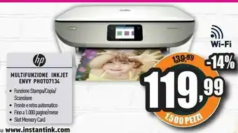 Unieuro HP ENVY Photo 7134 Getto Termico D'inchiostro A4 4800 X 1200 DPI 14 Ppm Wi-Fi offerta