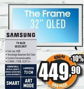 Unieuro Samsung The Frame QE32LS03TBK 81,3 Cm (32") Full HD Smart TV Wi-Fi Nero offerta