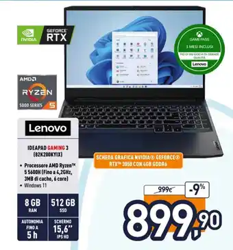Unieuro Lenovo Ideapad Gaming 3 (82K200KYIX) offerta