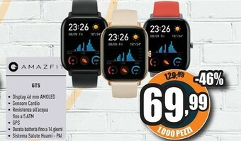 Unieuro Amazfit GTS 2 4,19 Cm (1.65") 43 Mm AMOLED Grigio offerta