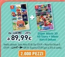 Unieuro Nintendo Super Mario 3d All Stars + Mario Kart 8 Deluxe offerta