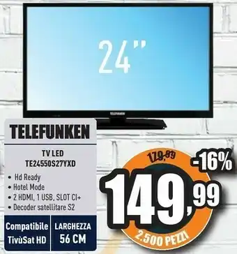 Unieuro Telefunken Tv Led Te24550s27yxd offerta