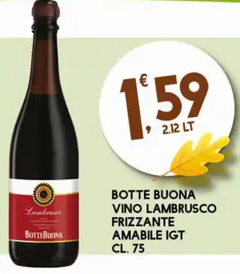 Sigma Superstore Botte Buona Vino Lambrusco Frizzante Amabile IGT cl 75 offerta